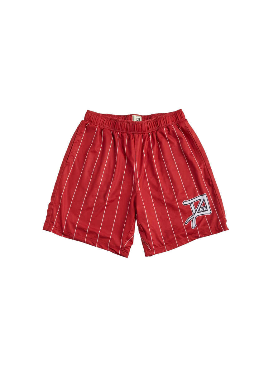 Pinstripe Mesh Shorts - Red – DeejNY